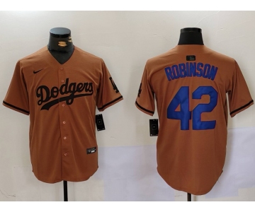 Men's Los Angeles Dodgers #42 Jackie Robinson Olive Cool Base Limited Stitched Jersey