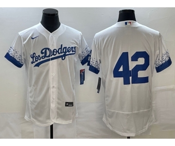 Men's Los Angeles Dodgers #42 Jackie Robinson White City Connect Flex Base Stitched Baseball Jersey