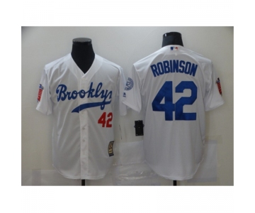 Men's Los Angeles Dodgers #42 Jackie Robinson White Throwback Jersey