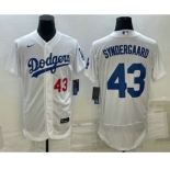 Men's Los Angeles Dodgers #43 Noah Syndergaard Number White Flex Base Stitched Baseball Jersey