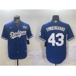 Men's Los Angeles Dodgers #43 Noah Syndergaard Royal 2024 World Series Cool Base Stitched Baseball Jersey