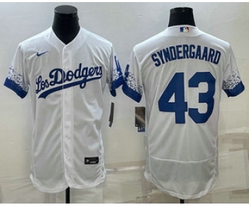 Men's Los Angeles Dodgers #43 Noah Syndergaard White 2022 City Connect Flex Base Stitched Jersey