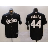 Men's Los Angeles Dodgers #44 Vicente Padilla Black Cool Base Stitched Jersey