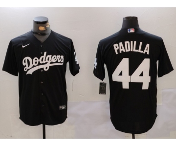 Men's Los Angeles Dodgers #44 Vicente Padilla Black Cool Base Stitched Jersey