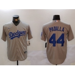 Men's Los Angeles Dodgers #44 Vicente Padilla Grey Cool Base Stitched Jersey