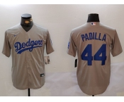 Men's Los Angeles Dodgers #44 Vicente Padilla Grey Cool Base Stitched Jersey