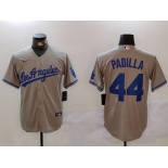 Men's Los Angeles Dodgers #44 Vicente Padilla Grey With los Cool Base Stitched Jersey