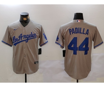 Men's Los Angeles Dodgers #44 Vicente Padilla Grey With los Cool Base Stitched Jersey