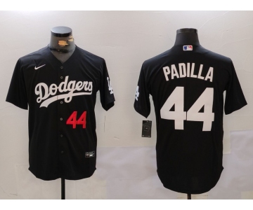 Men's Los Angeles Dodgers #44 Vicente Padilla Number Black Cool Base Stitched Jersey