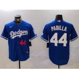 Men's Los Angeles Dodgers #44 Vicente Padilla Number Blue Cool Base Stitched Jersey