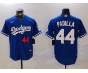 Men's Los Angeles Dodgers #44 Vicente Padilla Number Blue Cool Base Stitched Jersey