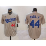 Men's Los Angeles Dodgers #44 Vicente Padilla Number Grey Cool Base Stitched Jersey