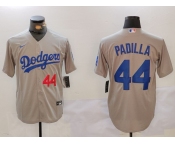 Men's Los Angeles Dodgers #44 Vicente Padilla Number Grey Cool Base Stitched Jersey