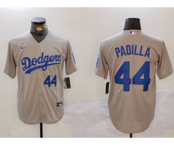 Men's Los Angeles Dodgers #44 Vicente Padilla Number Grey Cool Base Stitched Jerseys