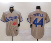 Men's Los Angeles Dodgers #44 Vicente Padilla Number Grey With los Cool Base Stitched Jersey