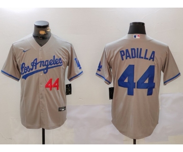 Men's Los Angeles Dodgers #44 Vicente Padilla Number Grey With los Cool Base Stitched Jersey