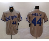 Men's Los Angeles Dodgers #44 Vicente Padilla Number Grey With los Cool Base Stitched Jerseys