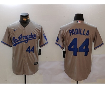 Men's Los Angeles Dodgers #44 Vicente Padilla Number Grey With los Cool Base Stitched Jerseys