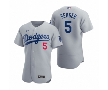 Men's Los Angeles Dodgers #5 Corey Seager Nike Gray Authentic 2020 Alternate Jersey