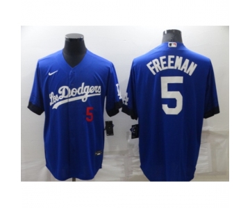 Men's Los Angeles Dodgers #5 Freddie Freeman Blue City Player Jersey