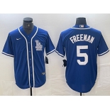 Men's Los Angeles Dodgers #5 Freddie Freeman Blue Cool Base Stitched Baseball Jersey