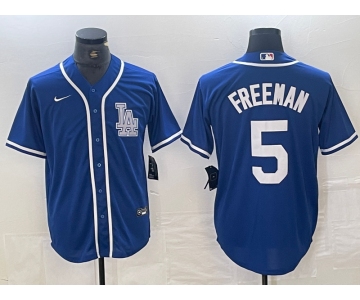 Men's Los Angeles Dodgers #5 Freddie Freeman Blue Cool Base Stitched Baseball Jersey