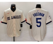 Men's Los Angeles Dodgers #5 Freddie Freeman Cream 2024 City Connect Limited Stitched Jersey