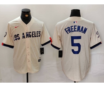 Men's Los Angeles Dodgers #5 Freddie Freeman Cream 2024 City Connect Limited Stitched Jersey