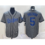 Men's Los Angeles Dodgers #5 Freddie Freeman Grey Gridiron Cool Base Stitched Baseball Jersey