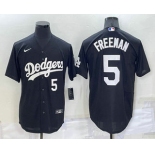 Men's Los Angeles Dodgers #5 Freddie Freeman Number Black Turn Back The Clock Stitched Cool Base Jersey