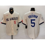 Men's Los Angeles Dodgers #5 Freddie Freeman Number Cream 2024 City Connect Limited Stitched Jersey