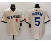 Men's Los Angeles Dodgers #5 Freddie Freeman Number Cream 2024 City Connect Limited Stitched Jersey