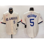 Men's Los Angeles Dodgers #5 Freddie Freeman Number Cream 2024 City Connect Limited Stitched Jerseys