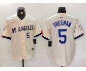 Men's Los Angeles Dodgers #5 Freddie Freeman Number Cream 2024 City Connect Limited Stitched Jerseys