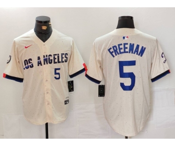 Men's Los Angeles Dodgers #5 Freddie Freeman Number Cream 2024 City Connect Limited Stitched Jerseys