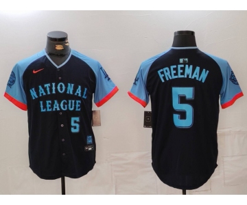 Men's Los Angeles Dodgers #5 Freddie Freeman Number Navy 2024 All Star Limited Stitched Jersey