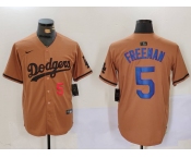 Men's Los Angeles Dodgers #5 Freddie Freeman Number Olive Cool Base Limited Stitched Jersey