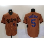 Men's Los Angeles Dodgers #5 Freddie Freeman Number Olive Cool Base Limited Stitched Jerseys