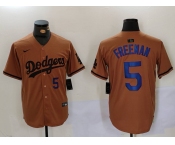 Men's Los Angeles Dodgers #5 Freddie Freeman Number Olive Cool Base Limited Stitched Jerseys