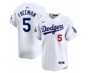 Men's Los Angeles Dodgers #5 Freddie Freeman White 2024 World Series Champions Home Limited Stitched Baseball Jersey