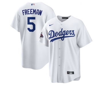 Men's Los Angeles Dodgers #5 Freddie Freeman White 2024 World Series Champions Home Stitched Baseball Jersey