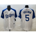 Men's Los Angeles Dodgers #5 Freddie Freeman White Blue Fashion Stitched Cool Base Limited Jerseys