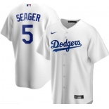 Men's Los Angeles Dodgers #5 Seager Replica White  Cool Base Baseball Jersey