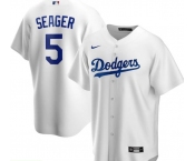 Men's Los Angeles Dodgers #5 Seager Replica White  Cool Base Baseball Jersey