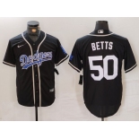 Men's Los Angeles Dodgers #50 Mookie Betts Black White Cool Base Stitched Jersey