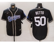 Men's Los Angeles Dodgers #50 Mookie Betts Black White Cool Base Stitched Jersey