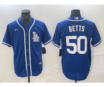 Men's Los Angeles Dodgers #50 Mookie Betts Blue Cool Base Stitched Baseball Jersey