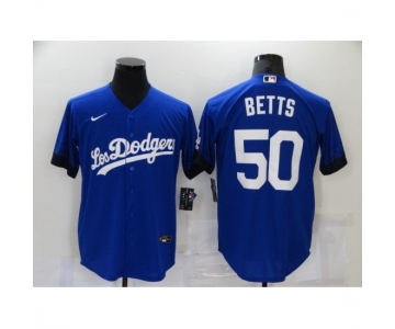 Men's Los Angeles Dodgers #50 Mookie Betts Blue Game City Player Jersey