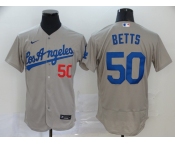 Men's Los Angeles Dodgers #50 Mookie Betts  Grey Flexbase Authentic Collection Baseball Jersey