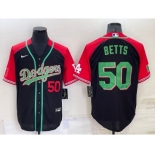 Men's Los Angeles Dodgers #50 Mookie Betts Number Black Mexican Heritage Culture Night Nike Jersey